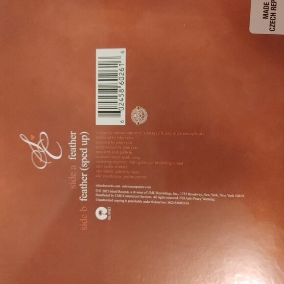 Sabrina Carpenter Feather pink glitter 7” single vinyl NEW SEALED - Picture 3 of 3